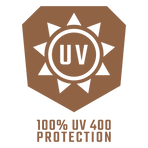 UV protection logo with sun design and text on a white background